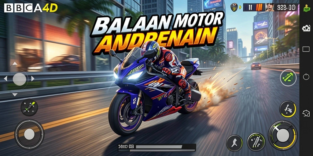 Gameplay seru dalam balapan motor yang mendebarkan.