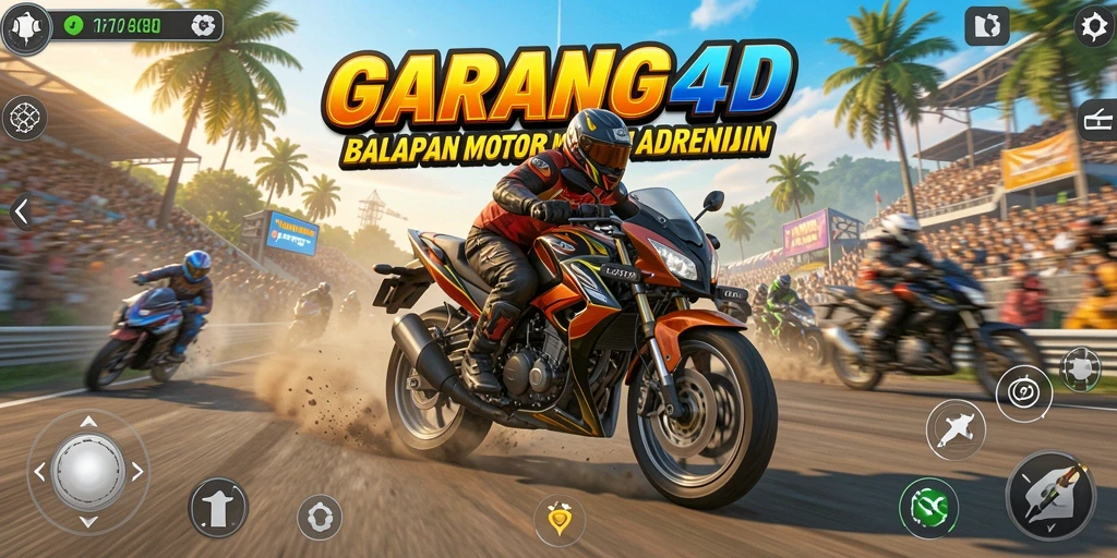 Screenshot gameplay GARANG4D menampilkan aksi balapan motor yang seru.