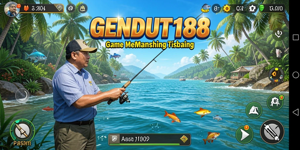 Tampilan gameplay GENDUT188 dengan suasana memancing yang seru.