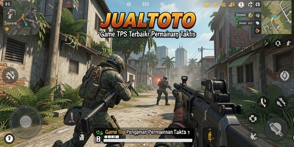 Tangkapan layar utama <strong>JUALTOTO</strong> menampilkan aksi gameplay TPS yang seru.