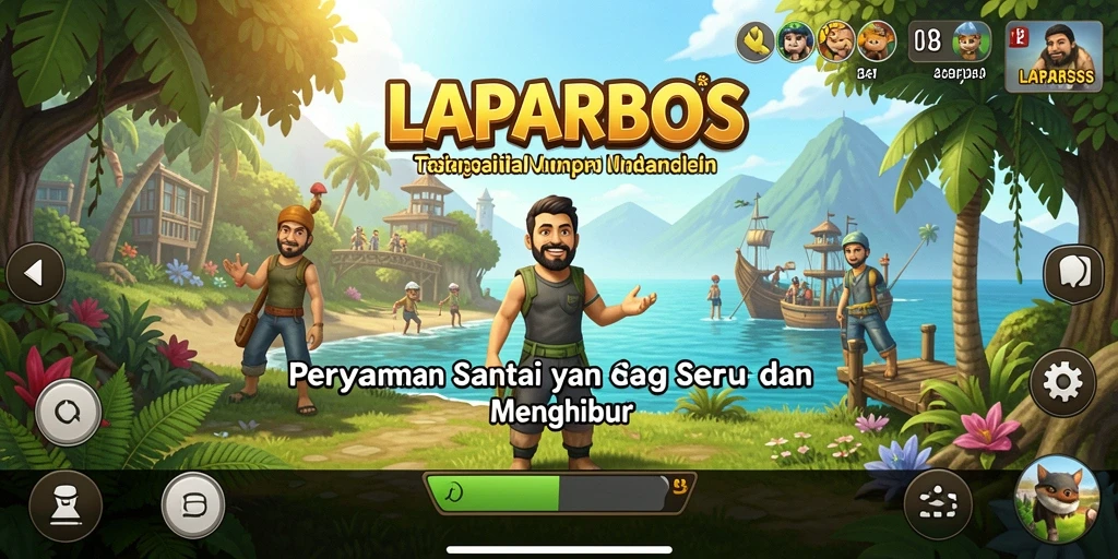 Tampilan gameplay LAPARBOS yang penuh warna dan menarik.