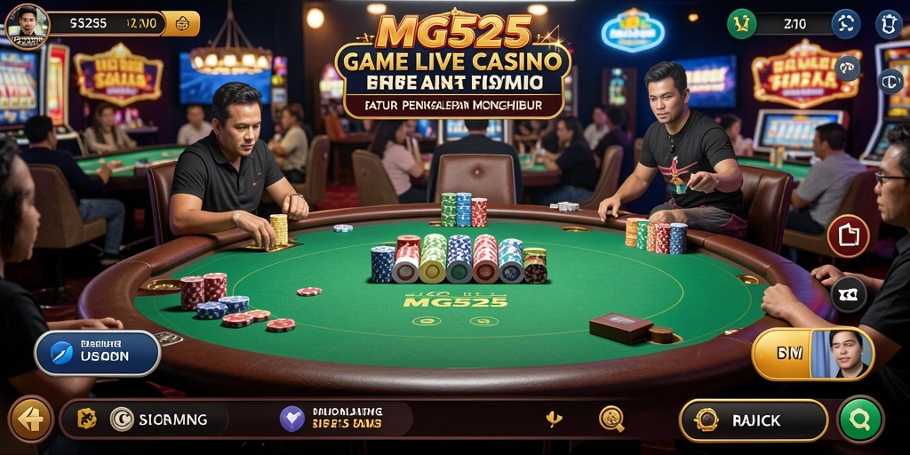 Screenshot gameplay Live Casino MG525 yang mendebarkan dan interaktif.