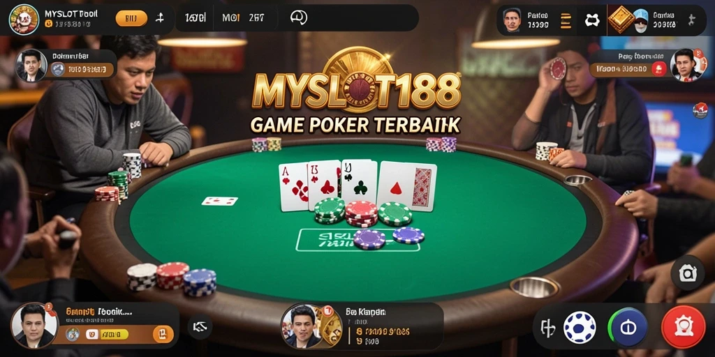 Tampilan antarmuka MYSLOT188 saat bermain poker online.
