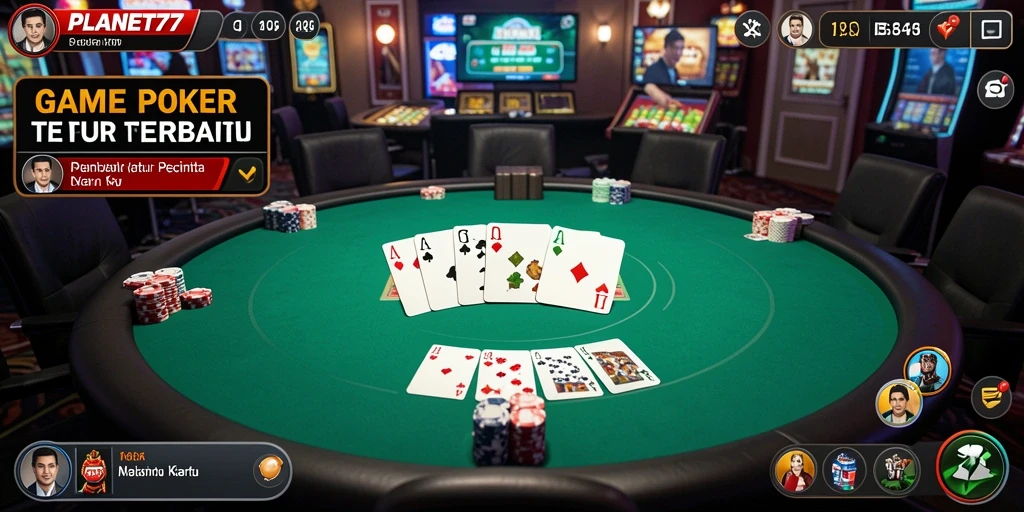 Tampilan menarik dari gameplay Poker di PLANET77.