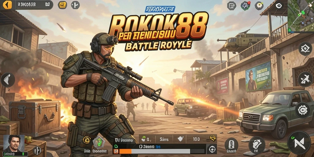 Screenshot gameplay ROKOK88 menampilkan aksi pertarungan yang mendebarkan.