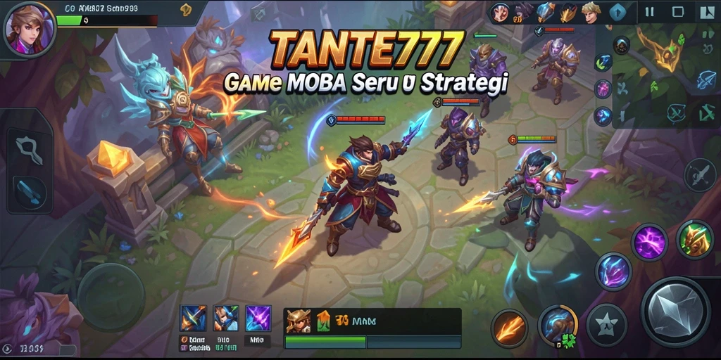 Screenshot TANTE777 menampilkan pertarungan seru di arena MOBA.