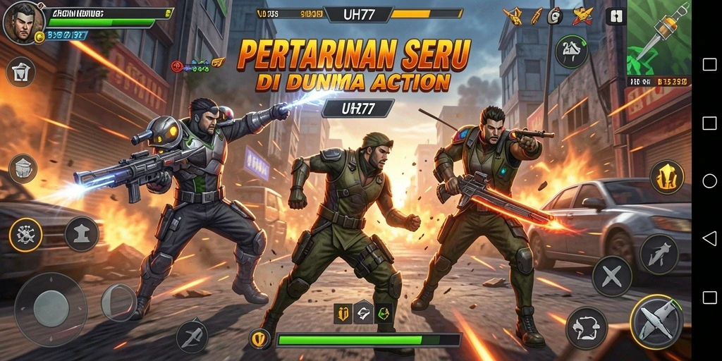 Tangkapan layar UH77 menampilkan pertempuran mendebarkan dengan grafis yang luar biasa.